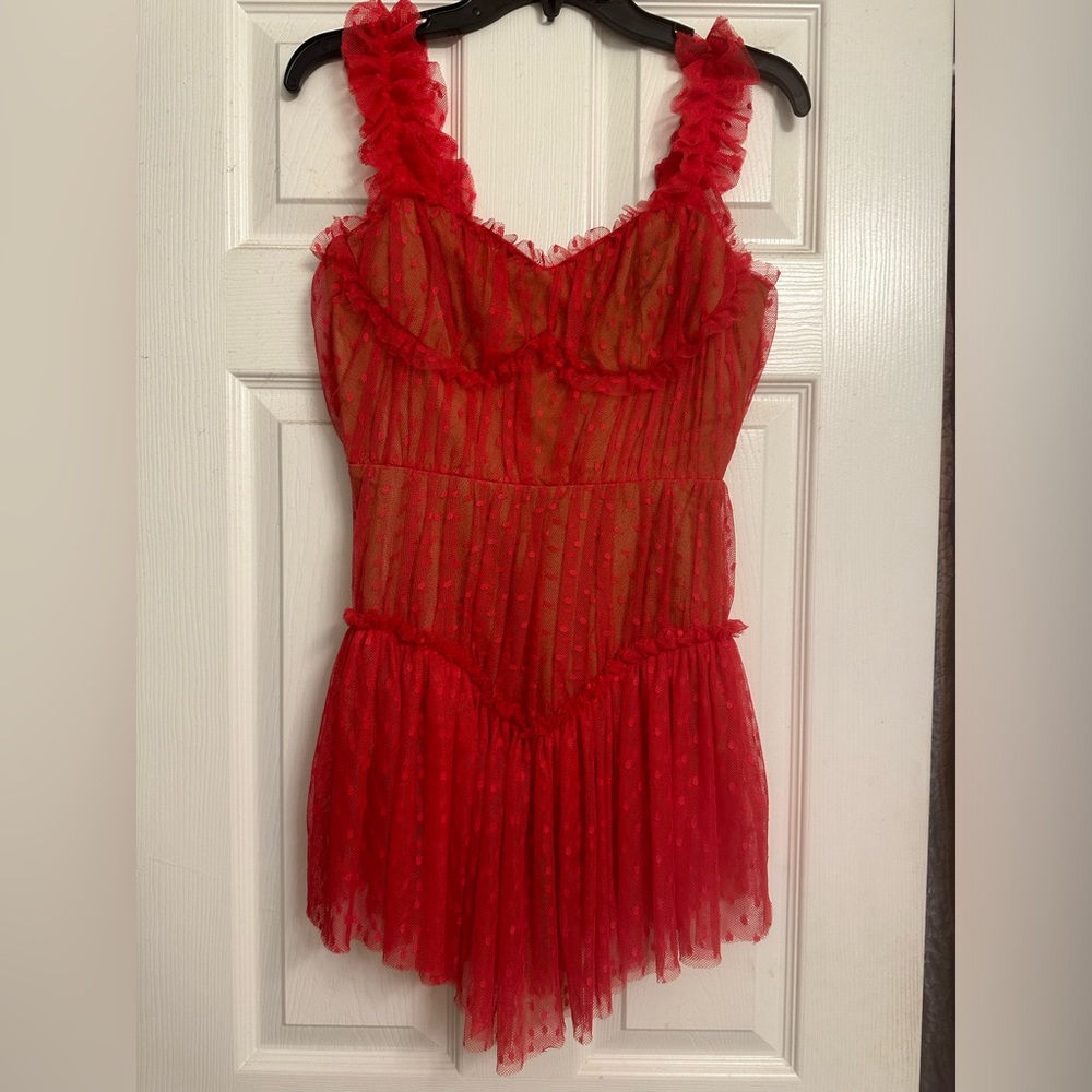 red romper/lingerie - INDIE XO, size small, lining throughout
